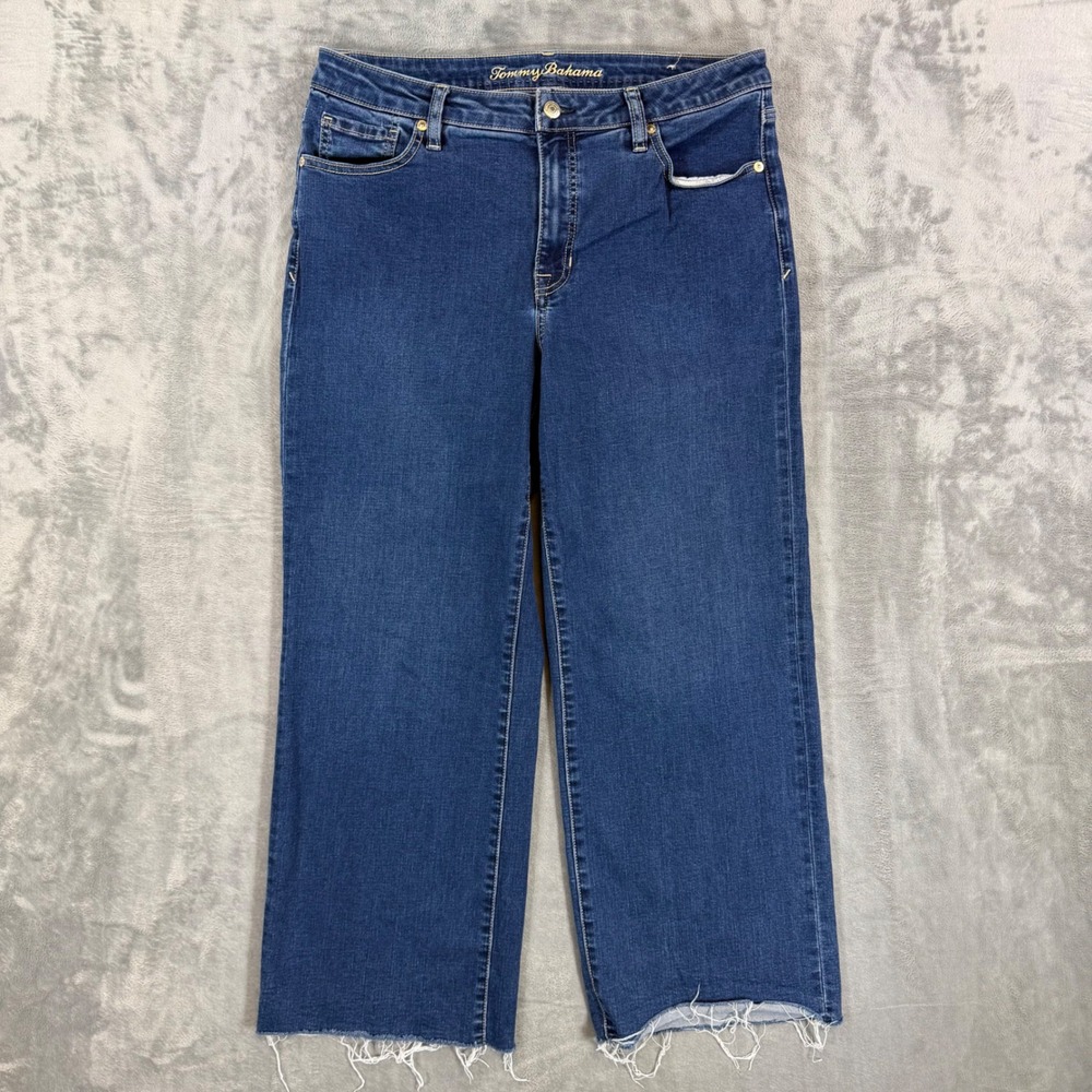 Tommy‎ Bahama Cropped Wide Leg Jeans Women's Size 12 - 12x27 Blue Denim Pants